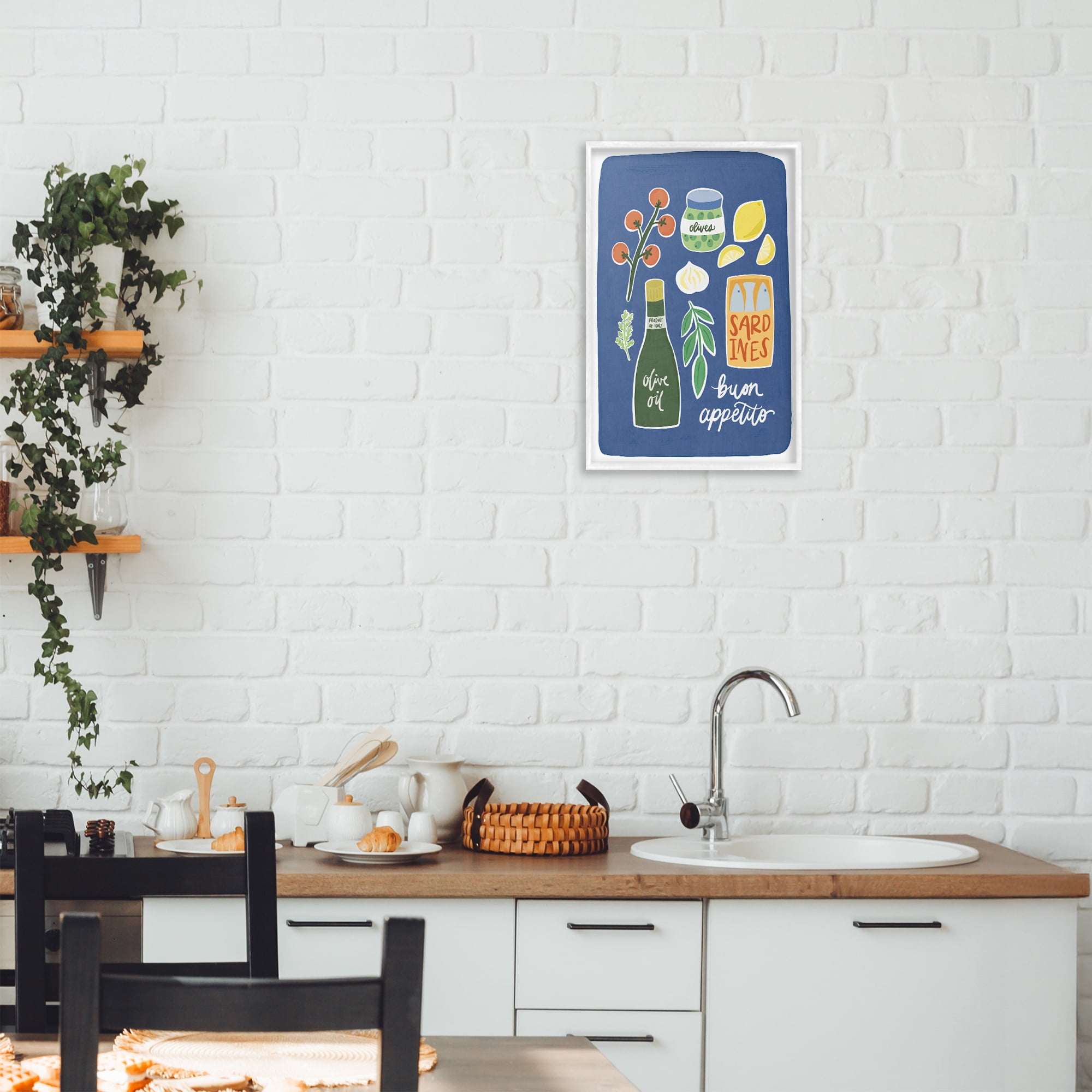Stupell Industries Italian Kitchen Necessities White Framed Giclee Art, design by Amanda Houston
