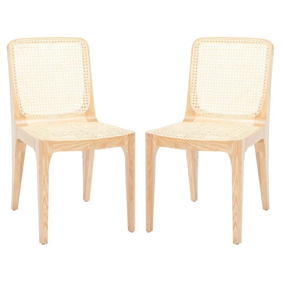 SAFAVIEH Couture Frank Natural Rattan Solid Dining Side Chair, Natural (Set of 2)