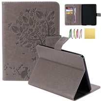 Kindle Paperwhite Case, Allytech Embossed Cat & Tree PU Leather Stand Folio Cover with Credit Card Slots for Amazon Kindle Paperwhite ( Fit All Paperwhite Generations Prior to 2018),, Gray