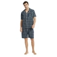 thumbnail image 4 of Vulcanodon Mens Cotton Pajama Short Set, Button Down Pajama Set for Men Plaid Men's Sleepwear(Plaid-Dark Blue, X-Large), 4 of 8