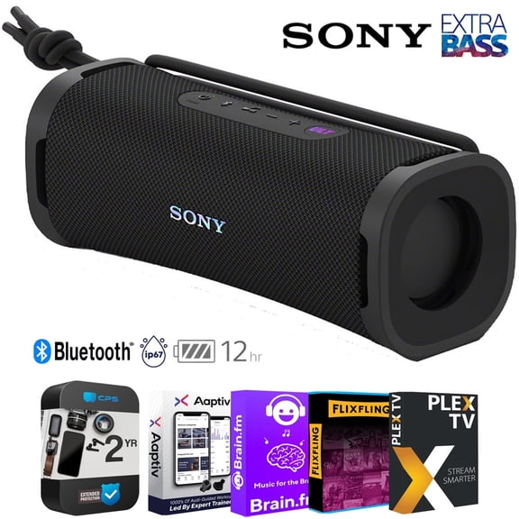 Sony (SRS-ULT10B) EXTRA BASS Portable Bluetooth Speaker, Black (2024 Model) Bundle with Tech Smart USA Audio Entertainment Essentials Bundle and 2 Year Extended Warranty