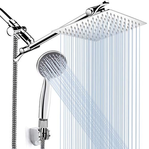 8 High Pressure Rainfall Shower Head Handheld Shower Combo With 11 Extension Arm Height Angle Adjustable Stainless Steel Bath Shower Head With Holder 1 5m Hose Chrome 4 Hooks Walmart Com Walmart Com