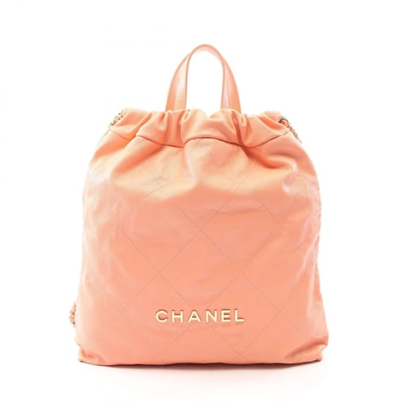 Pre-Owned Chanel 22 Large Backpack/Handbag, Caviar Leather (Grained Calfskin), Women's, Orange,...