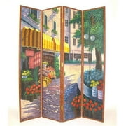 Wayborn Hand Painted Floral Street Scene Room Divider
