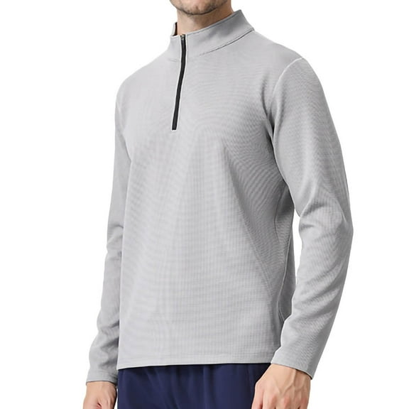 GuangCheng George Mens Half Zip Pullover Sweatshirts,Lightweight,Quick Dry,Athletic,Active Tops,Gray,Size 3XL