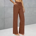 thumbnail image 2 of Hurxie Wide Leg Pants for Women Flowy Palazzo Drawstring Elastic Waist Trousers with Pockets Summer Beach Vacation Clothes Coffee,3XL, 2 of 8