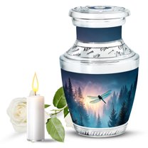 JAGASY Dragonfly Urn for Human Ashes Keepsake - Blue Small Urn for Ashes Adult Female - Pink Sunset Tree Decorative Urns for Mom & Dad - Cremation Urns for Parents - (3 Inch)