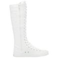 thumbnail image 4 of ANUFER Girls Womens Fashion Knee High Lace-Up Canvas Boots Pure White Zip Dance Boots Eyelets SN813 US5.5, 4 of 7