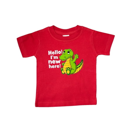 

Inktastic Hello I m New Here with Cute Baby Alligator Gift Baby Boy or Baby Girl T-Shirt