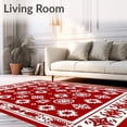 thumbnail image 2 of ODIKA 5'x7' Machine Washable Non-Slip Area Rug, Joyful Nordic Yuletide Hearth Embellishment High Traffic Rug with Pad, Red, 611412, 2 of 8