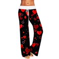 thumbnail image 2 of Womens Pajama Pants Valentine's Day Heart Print Loose Pjs Bottoms With Drawstring Stretch Soft Comfy Sleep Pants Lounge With Pockets Black L, 2 of 4