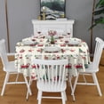 thumbnail image 2 of Beige Christmas Santa and Train Pattern Round Tablecloth 60"x60",Wrinkle Wipeable Table Cloth for Kitchen Dining Room Picnic Patio Party, 2 of 6