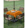 thumbnail image 3 of Outdoor Tablecloth with Umbrella Hole and Zipper, Christmas Gnomes Square Table Cloth 60x60 Inch Waterproof Tablecloth, Winter Xmas Snowflakes Textured Orange Picnic Table Cover for Patio Camping, 3 of 7