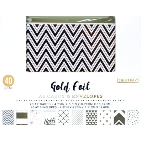 Colorbok Gold Foil A2 Card & Envelope, 40 Count