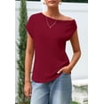 thumbnail image 3 of Blusa Tipo Túnica PRETTYGARDEN para Mujer, Tejida, Hombros Descubiertos, Color Vino, 3 of 9