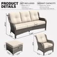 thumbnail image 4 of MeetLeisure 5 Pieces Patio Conversation Set, Two Wicker Chairs, One 3-Seat Sofas and Two Ottomans with 3.5-inch Seat Cushions, Beige, 4 of 9