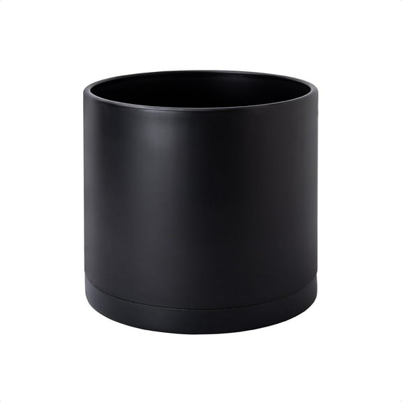 8 Inch Plastic Planter Pots for Plant Pot with Drainage Hole and Seamless Saucers, Black Color, 74-X-B-1