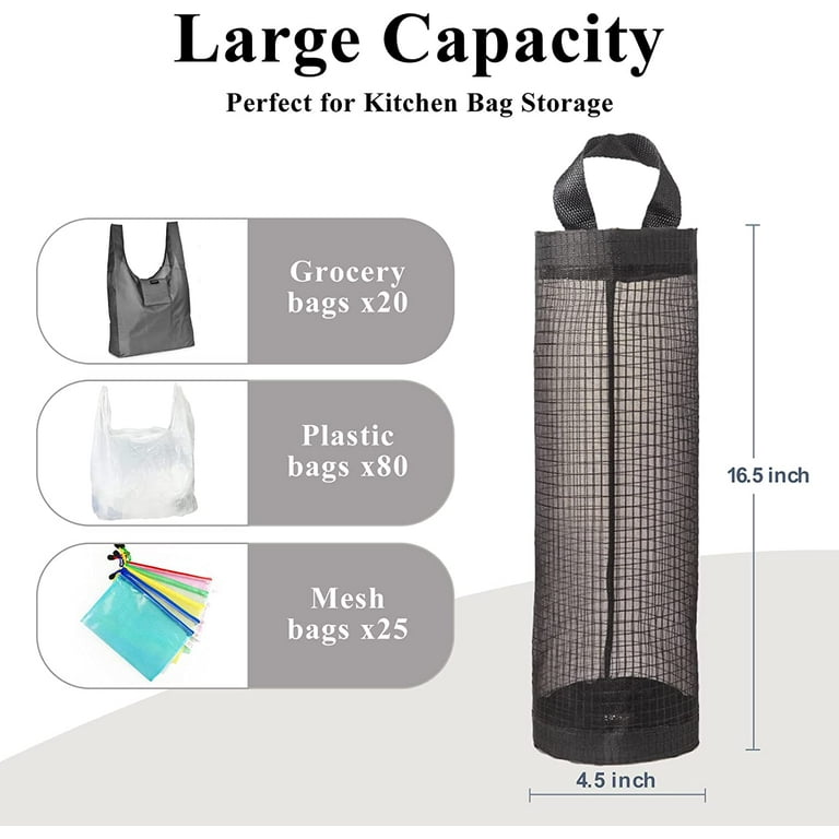 PIPETPET Plastic Bag Holder, Grocery Bag Holder Mesh Hanging Storage Bag  Dispenser (Black 2 Packs) 