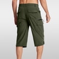 thumbnail image 6 of Mens Cargo Shorts with 7 Pockets Casual Long Blew Knee Capri 3/4 Pants for Work Fishing Hiking Athletic, 6 of 7