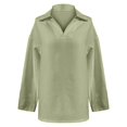 thumbnail image 4 of Womens Tops Cotton Collar Solid Long Sleeve Casual Basic Trendy Tops, 4 of 5