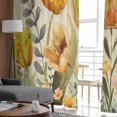 thumbnail image 4 of Sheer Curtains 96 inches Long, Yellow Tulip Watercolor Floral Retro Linen Light Filtering Sheer Window Curtains Rod Pocket Voile Drapes for Bedroom Living Room, 52"W x 96"L 2 Panels, 4 of 7
