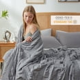 thumbnail image 4 of Cozy Bliss Seersucker Cooling Comforter Lightweight 90*90 Blanket Summer Quilt for Hot Sleepers, Dark Gray, 4 of 5