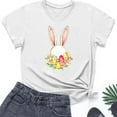 thumbnail image 4 of Cavosen Happy Easter Women's Shirts and Blouses Short Sleeve Summer Plus Size Bunny Eggs Print Pullover Shirts Crewneck Holiday Tops Vacation Festival Tee Shirts Casual 3XL, 4 of 4