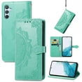 thumbnail image 1 of SaniMore for Samsung Galaxy A34 5G 2023 Wallet Case with Embossed Mandala PU Leather Flip Protection Wrist Strap Credit Card Holder Pocket Kickstand Shockproof Case for Galaxy A34 5G, Green, 1 of 8