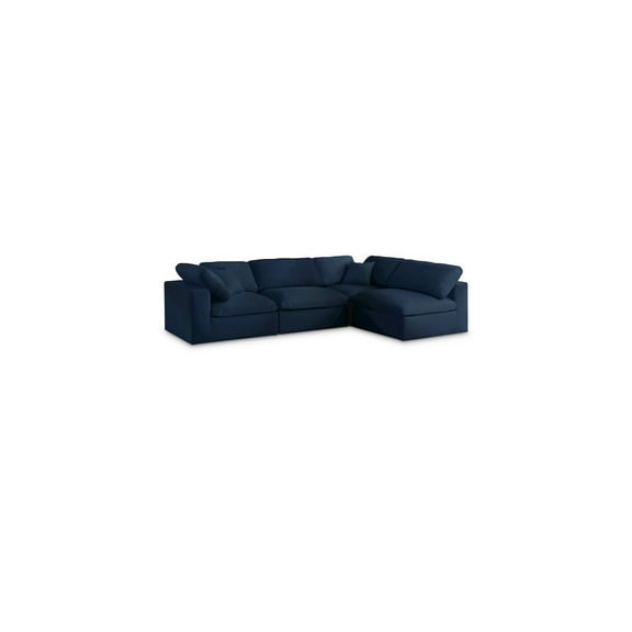 Meridian Furniture Serene Navy Linen Fabric Deluxe Modular Sectional