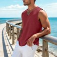 thumbnail image 2 of Linen Tank Tops for Men Breathable V-Neck Sleeveless Shirts Relaxed Fit Summer Casual Big and Tall T-Shirt, 3XL, 2 of 5