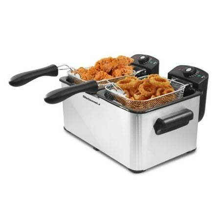 Elite Platinum - 8 qt. Dual-Basket Deep Fryer - Stainless-Steel