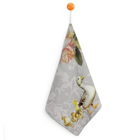 

Autua Duck Chicks Flowers Quick-Dry Hand Towels 11.8x11.8in Microfiber Towels for Kitchen & Bathroom 2pcs