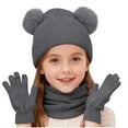 thumbnail image 2 of SuTry Kids 3 PC Hat Set Knitted Hat,Scarf and Gloves Set Snowflake Woolen Soft Fashion Winter Outdoor Set(Gray,2-12 Years), 2 of 6
