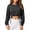 Black, variant on Womens Drawstring Hem Cropped Sweatshirt Long Sleeve Drop Shoulder Midriff Baring Top