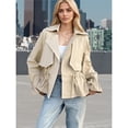 thumbnail image 4 of Abrigo Trench de Larga con Cuello de Solapa para Mujer, Abierto por Delante y Fruncido, Ideal para la Oficina Caqui L, 4 of 7