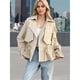 thumbnail image 4 of Abrigo Trench de Larga con Cuello de Solapa para Mujer, Abierto por Delante y Fruncido, Ideal para la Oficina Caqui XL, 4 of 7