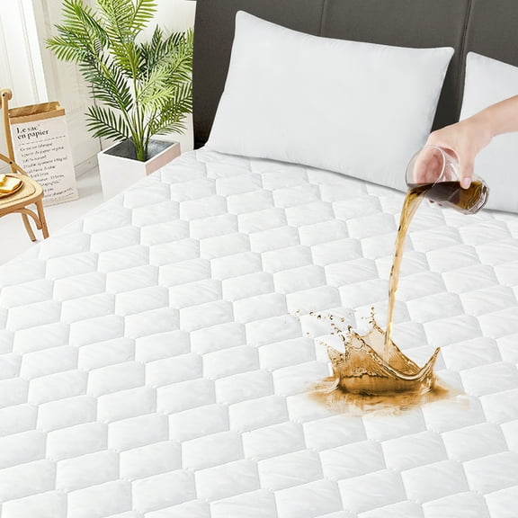 Twin Quilted Fitted Waterproof Mattress Pad, Breathable Soft Filling Mattress Protector, 8-21 Inches Deep Pocket Noiseless Mattress Cover (White)