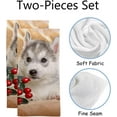 thumbnail image 2 of Absorbent Soft Hand Fingertip Towels, 2 Pcs Face Bath Towels Set Puppy with a Bouquet of Flowers Washcloths for Bathroom Hotel Kitchen, 30"x15", 2 of 6