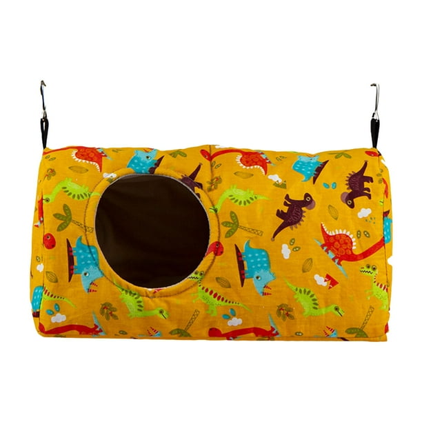 Jaula para loros, hamaca colgante, casa para pájaros, nido para hámster, casa de juguete para periquitos Amarillo 31x15x15cm