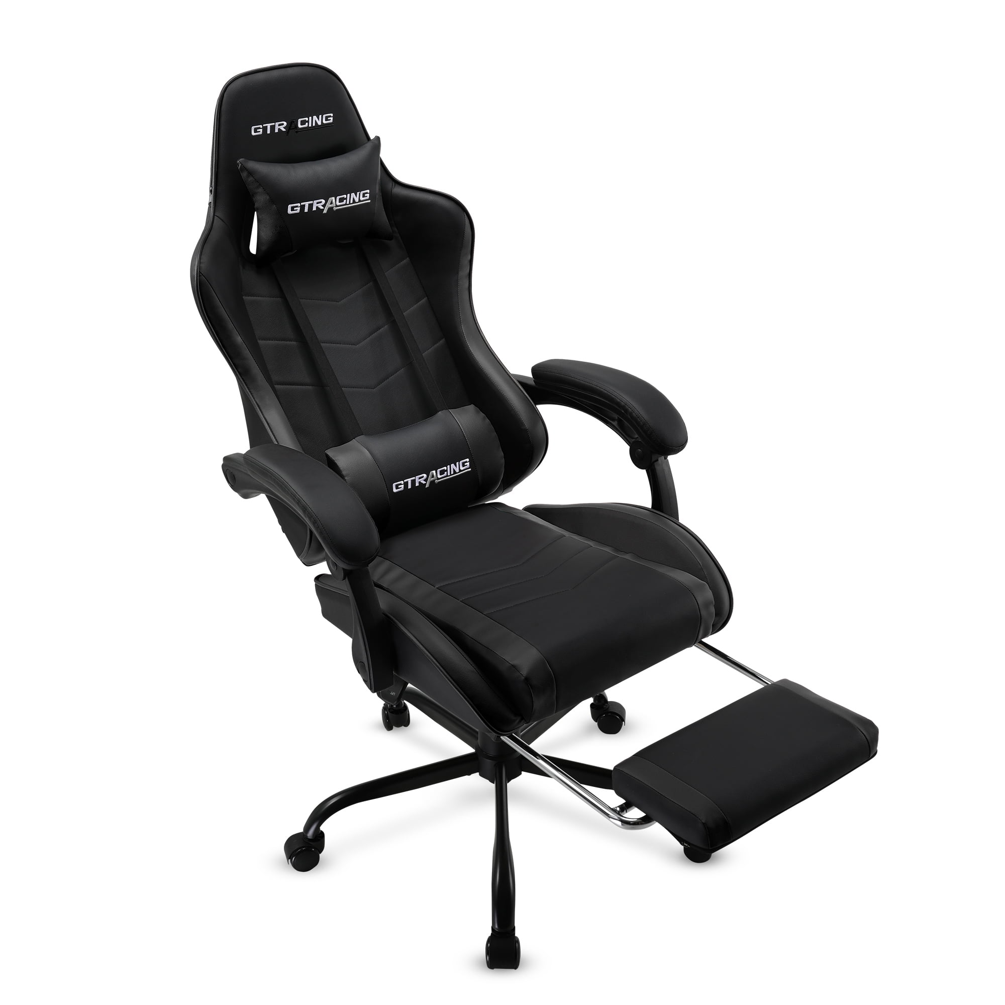 GTRACING Ergonomic GTWD-200 Gaming and Office Chair with Adjustable Pillows and Footrest, Black