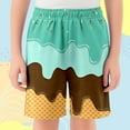 thumbnail image 2 of SUYOLL Children Boys Baseball Shorts with Ice Cream Print Elastic Waist Casual Athletic Shorts Daily Wear Party Outdoor Sports Summer Fall Bohemian Style, 2 of 4