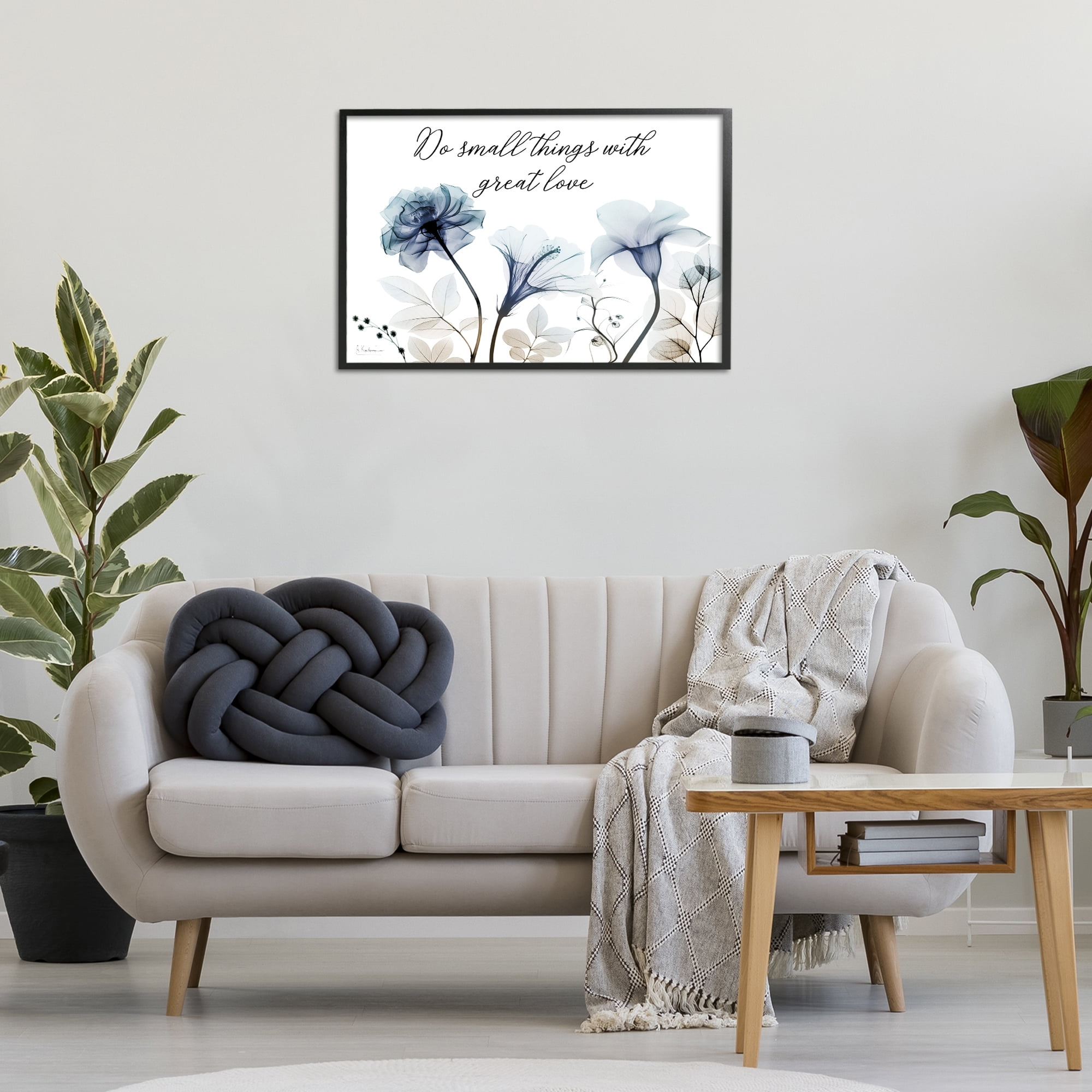 Stupell Industries With Great Love Floral Religious Painting Black Framed Art Print Wall Art, 30 x 20