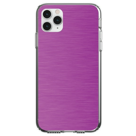 DistinctInk Clear Shockproof Hybrid Case for iPhone 13 (6.1" Screen) - TPU Bumper, Acrylic Back, Tempered Glass Screen Protector - Hot Pink Stainless Steel Image Print - Faux Stainless