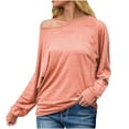 thumbnail image 2 of CEHVOM Blouse Décontractée à Manches Longues pour Femmes, Col Rond, Couture Unie, Ample et Fine, 2 of 5