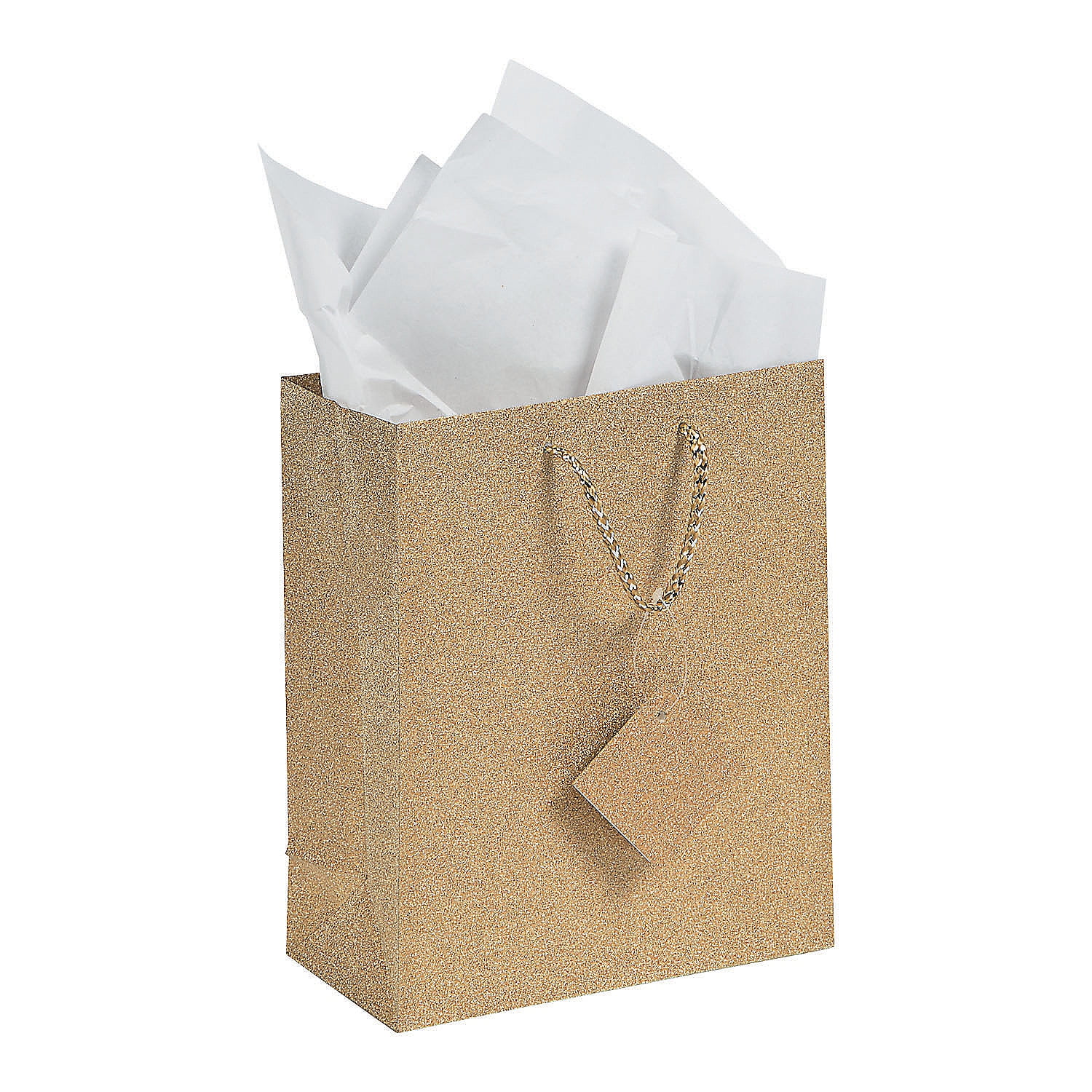 Gold Glitter Medium Gift Bags (Dz) Party Supplies 12 Pieces