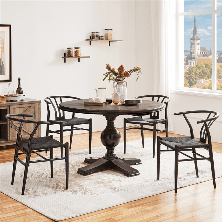Panana Modern Dining Chairs Set Of 4 – Faux Leather Padded Seats, High Back Grey Kitchen & Home Chairs