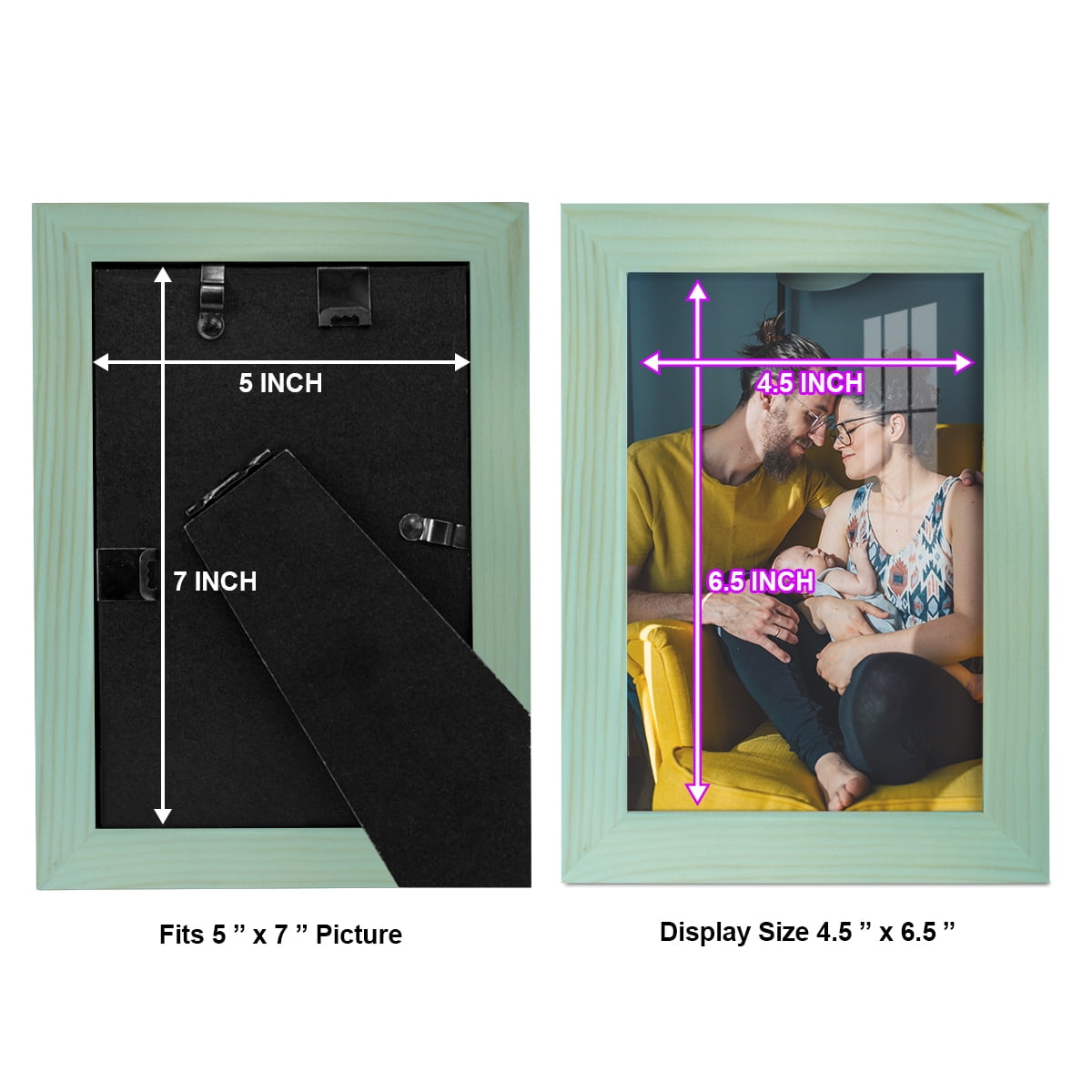 5x7 Wood Grain Picture Frame - Palegreen