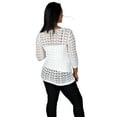 thumbnail image 3 of RWB Womens Long 3/4 Sleeve Cotton Acrylic Sweater White X-Small, 3 of 3