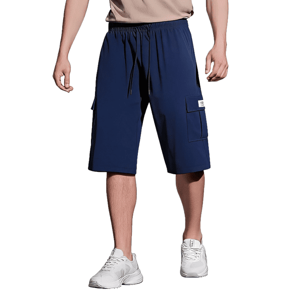 Dresfit Men's Cargo Shorts Baggy Long Shorts 2026 Summer Lightweight Drawstring Shorts Big and Tall Loose Fit Elastic Waist Hiking Short Pants 2XL