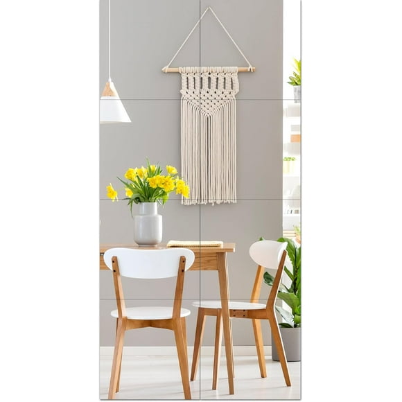 ERDS-Full Length Mirror Tiles, Square Frameless Wall Mirror 12 Inches 8 Pieces, Unbreakable Acrylic Mirrors for Bedroom Home Gym Door, Body Mirror, Long Mirror, Closet Mirror